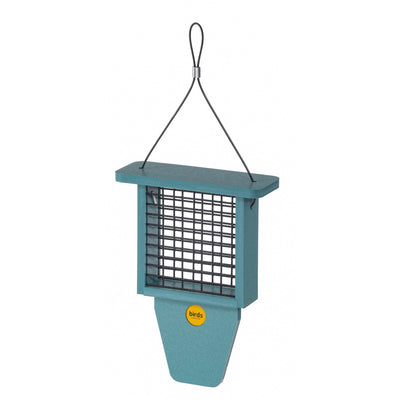Suet Feeder with Tail Prop for Single Cake in Blue Recycled Plastic - Birds Choice