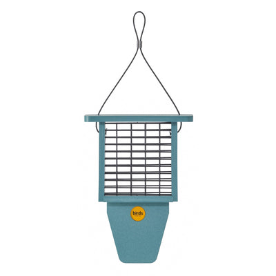 Suet Feeder with Tail Prop for Single Cake in Blue Recycled Plastic - Birds Choice