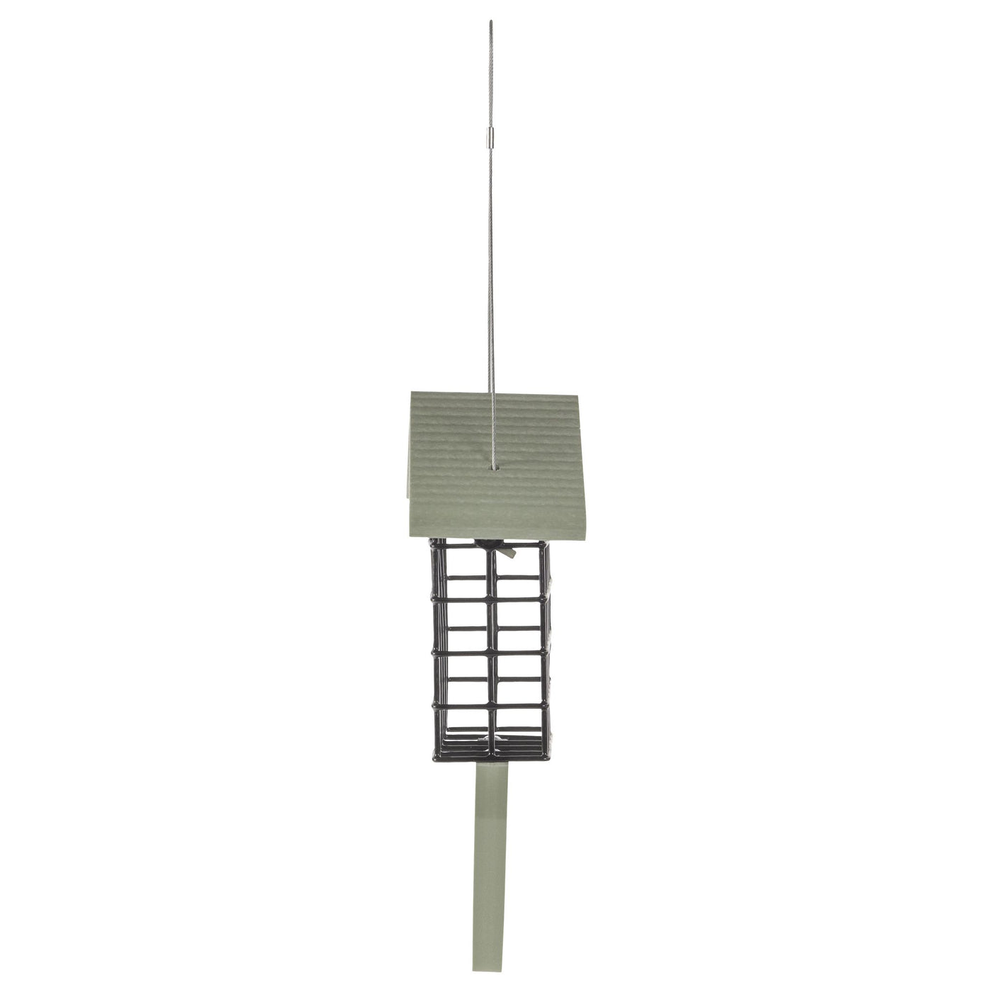 Suet Feeder with Tail Prop for Single Cake in Green Recycled Plastic