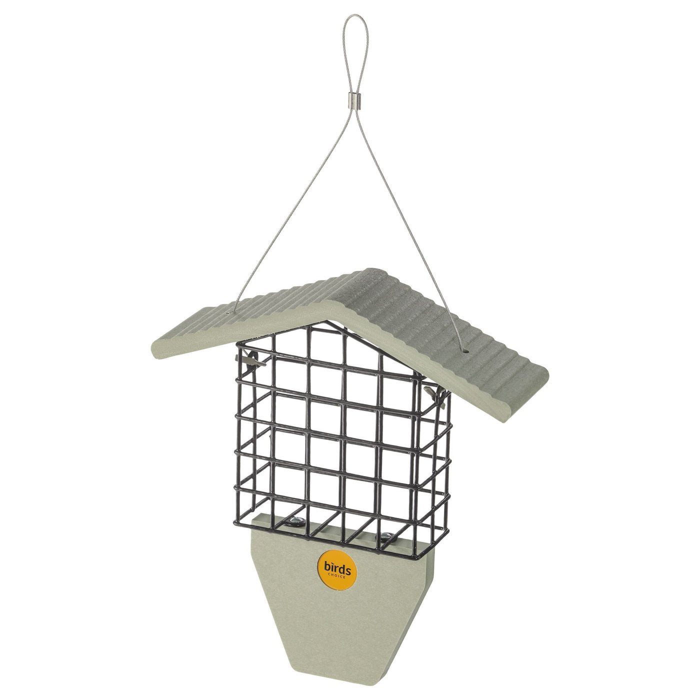 Suet Feeder with Tail Prop for Single Cake in Green Recycled Plastic