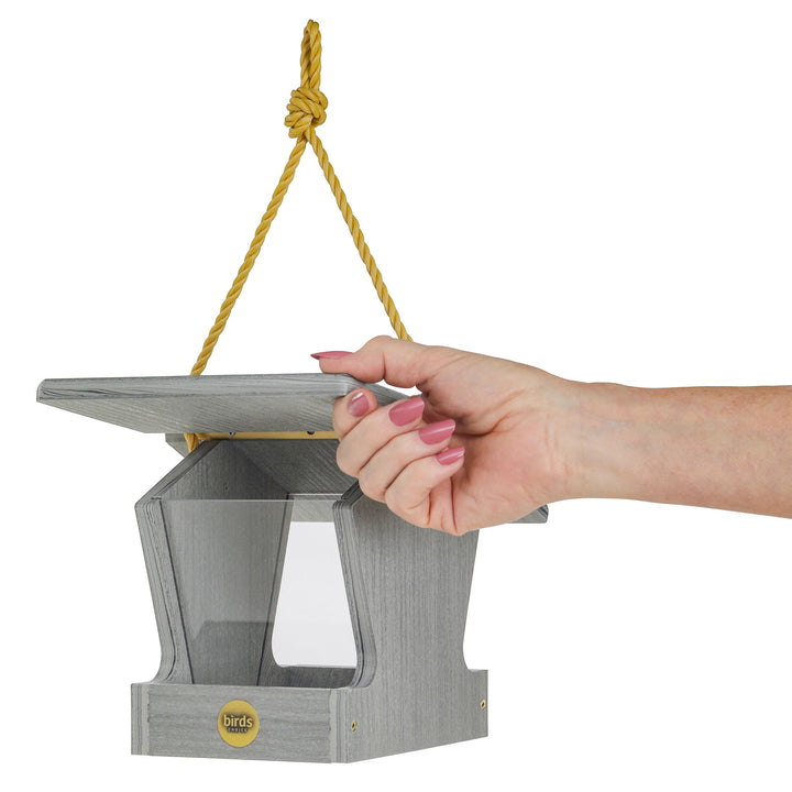 Modern Farmhouse Small Hopper Feeder in Driftwood - Birds Choice
