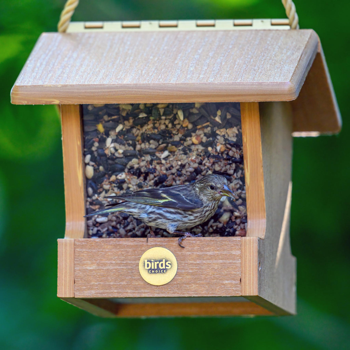 Modern Farmhouse Small Hopper Feeder in Natural Teak