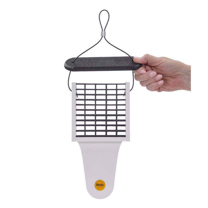 Modern Farmhouse Suet Feeder with Tail Prop in Black and White - Birds Choice