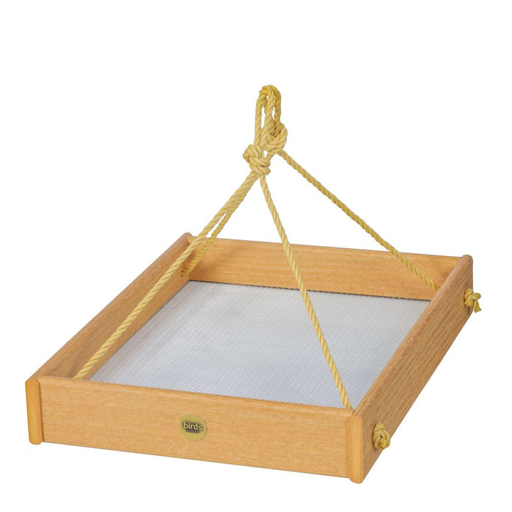 Large Hanging Platform Bird Feeder in Natural Teak Recycled Plastic - Birds Choice