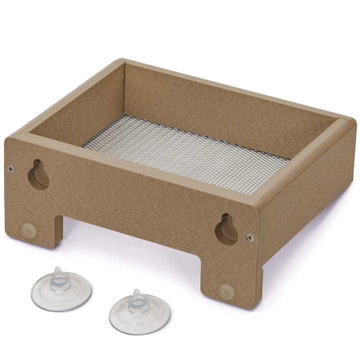 Platform Bird Feeder Window Mount in Taupe Recycled Plastic Small - Birds Choice