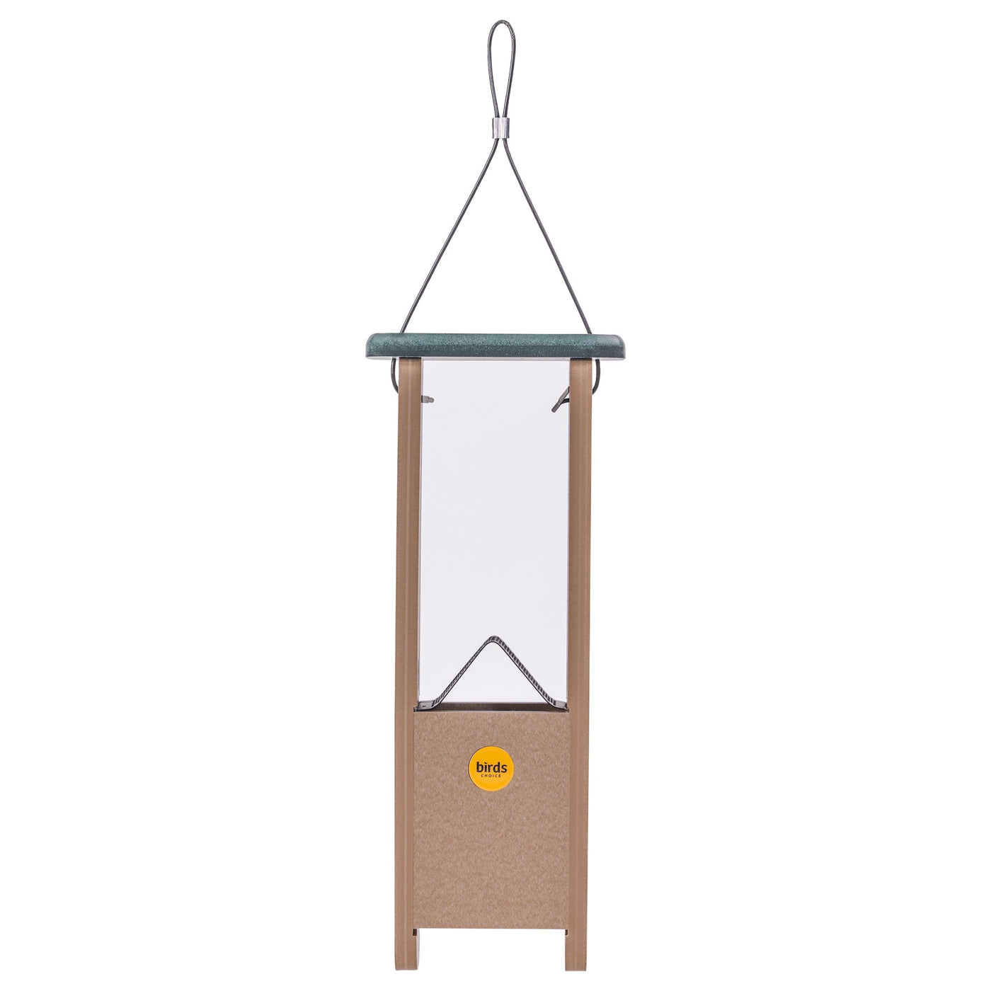 Woodpecker Feeder in Taupe and Green Recycled Plastic
