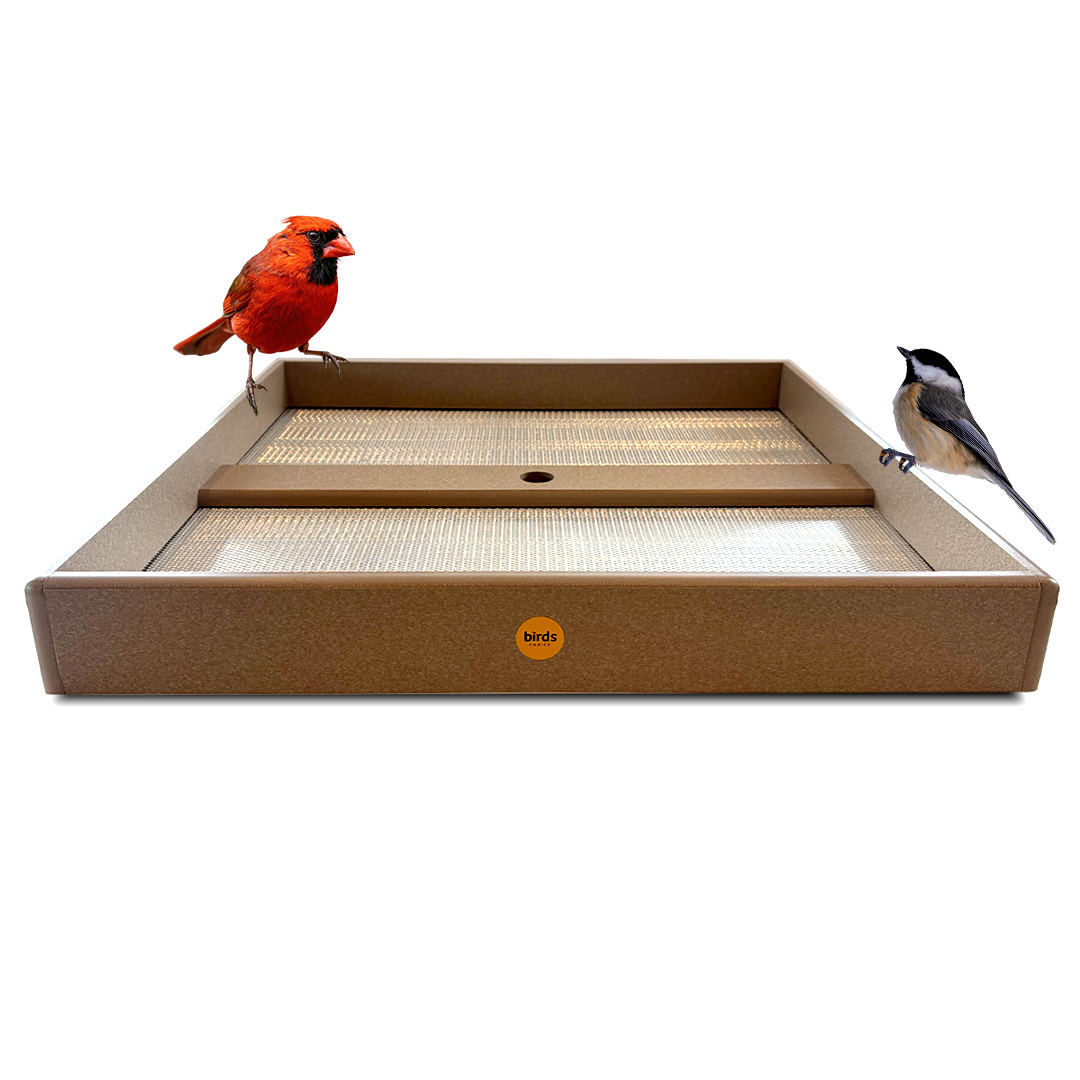 Seed Catcher Platform Bird Feeder Pole Mount in Taupe Recycled Plastic Large - Birds Choice