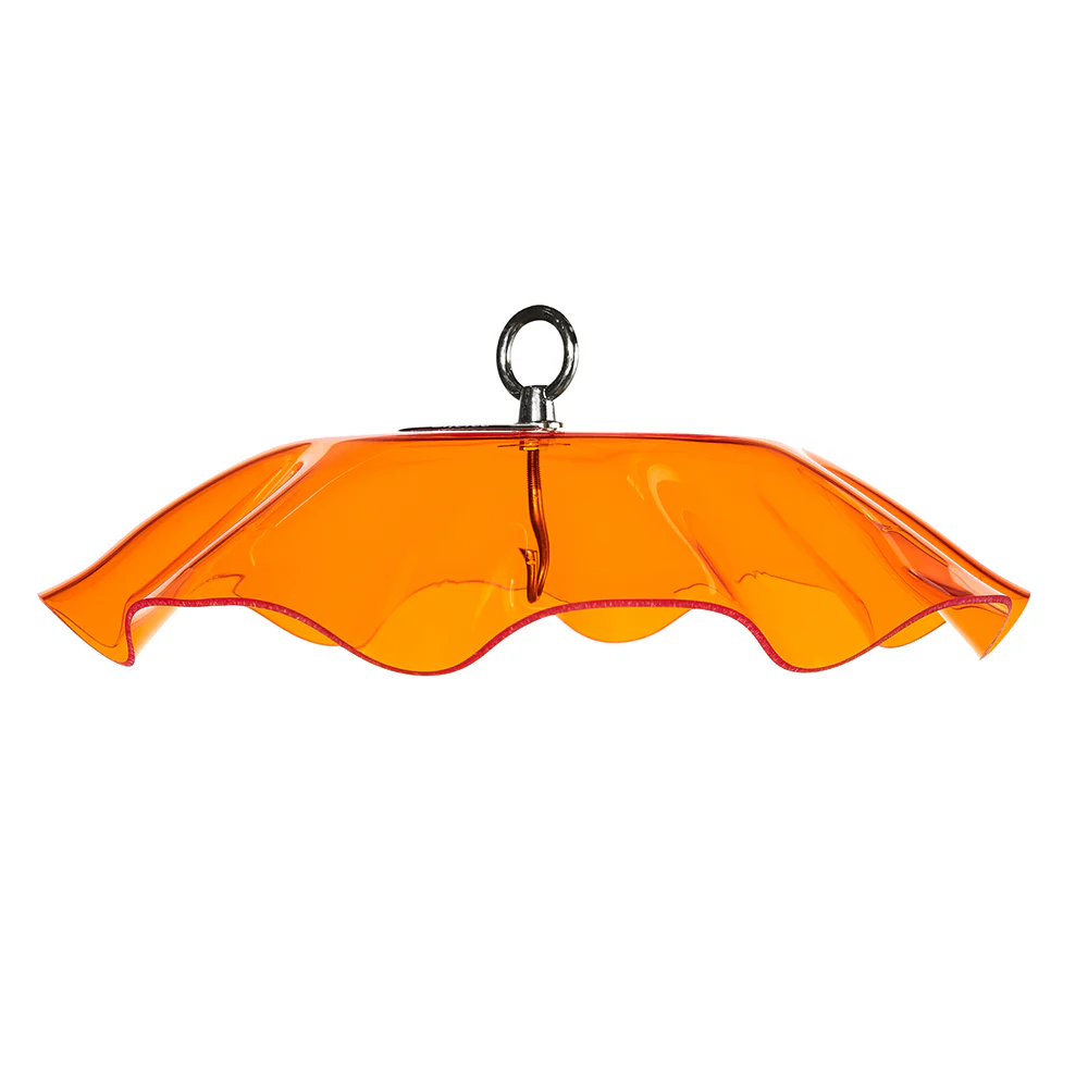 Orange Protective Cover for Hanging Bird Feeder with Scalloped Edges