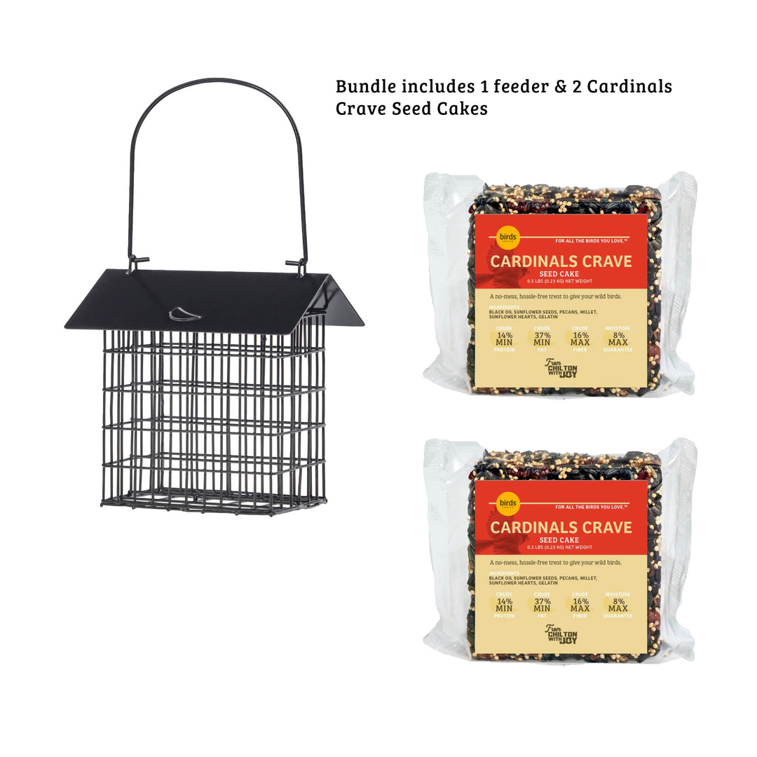 Modern Farmhouse Suet Feeder with 2 Cardinals Crave Seed Cakes - Birds Choice