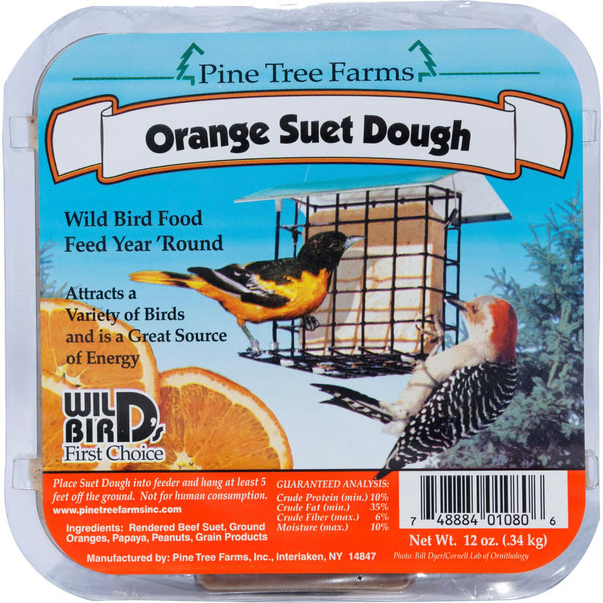 Pine Tree Farms Orange Suet Dough Cake 12oz. - Case of 12