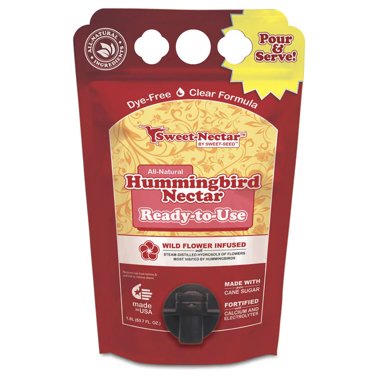 Sweet-Seed Hummingbird Nectar, Ready to Use, 1.5L, Case Pack of 4 - Birds Choice