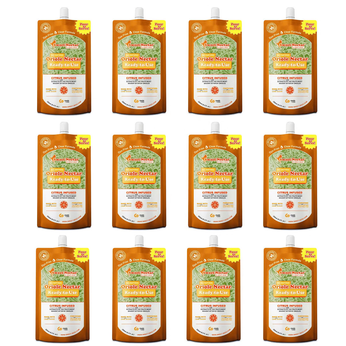 Sweet-Seed Oriole Nectar, Ready to Use, 250ml, Case Pack of 12 - Birds Choice