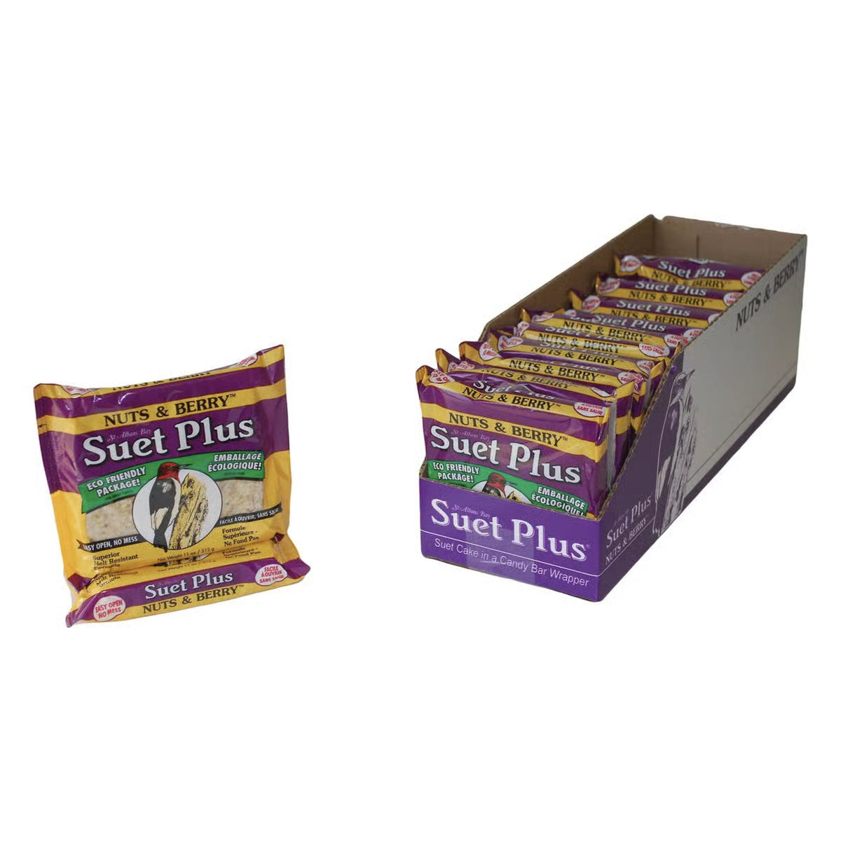 St. Albans Bay Suet Plus Nuts & Berry Blend Suet Wild Bird Food - Case of 12 Cakes - Birds Choice