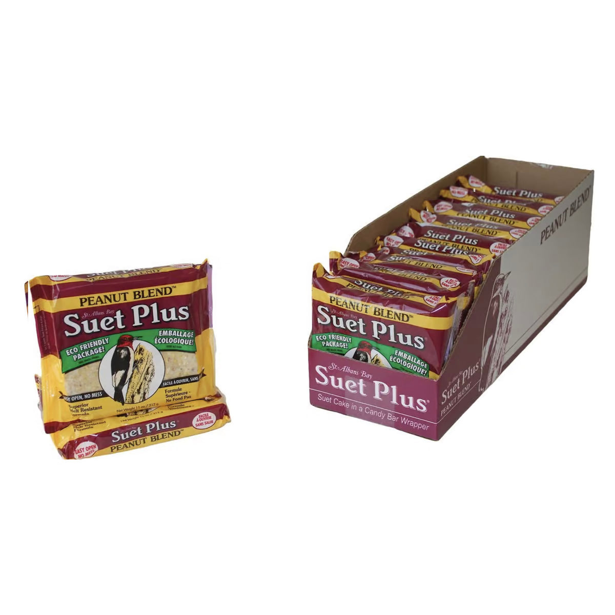 St. Albans Bay Suet Plus Peanut Blend Suet Wild Bird Food - Case of 12 Cakes