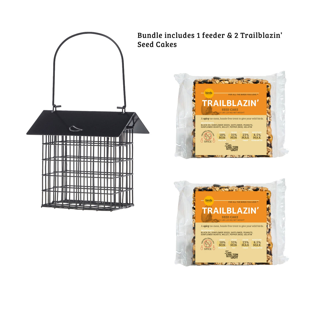 Modern Farmhouse Suet Feeder with 2 Trailblazin' Seed Cakes - Birds Choice