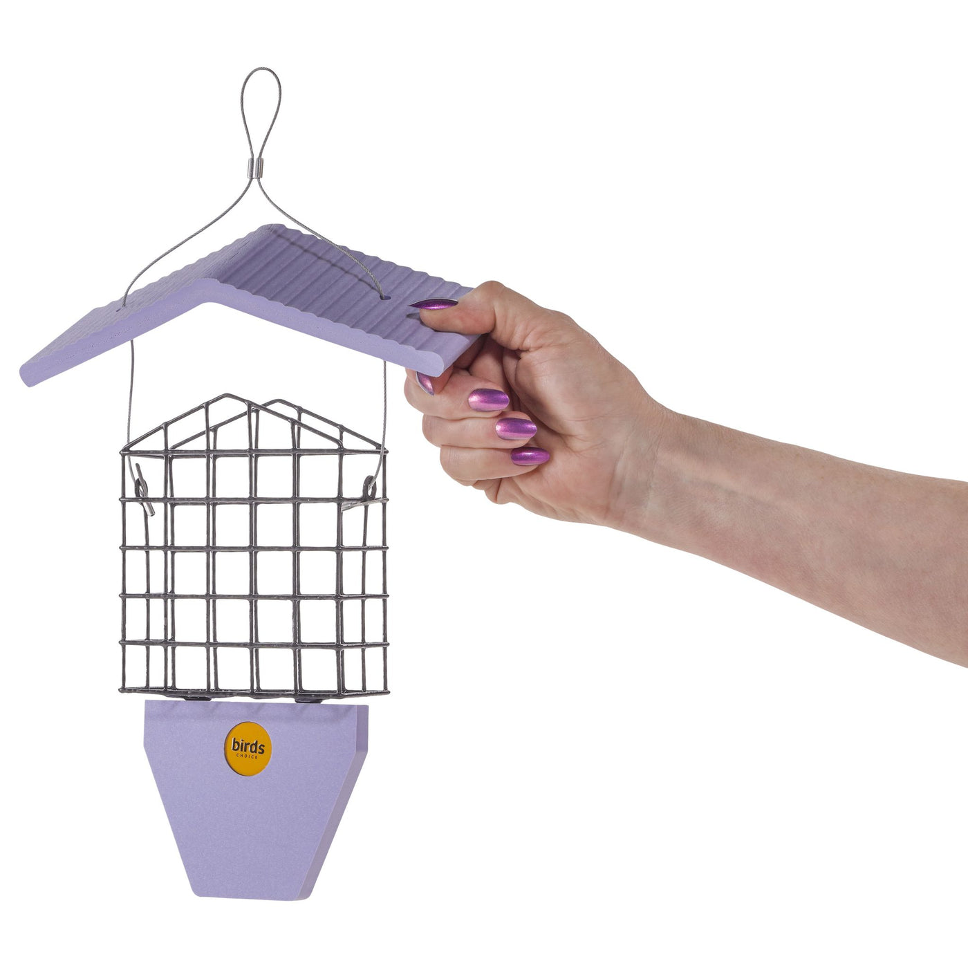 Suet Feeder with Tail Prop for Single Cake in Purple Recycled Plastic - Birds Choice