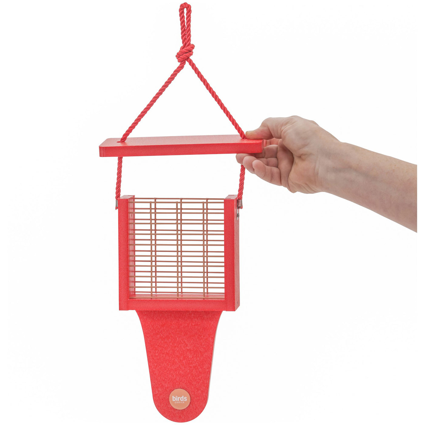 Suet Feeder with Tail Prop Color Pop Collection in Red Recycled Plastic - Birds Choice