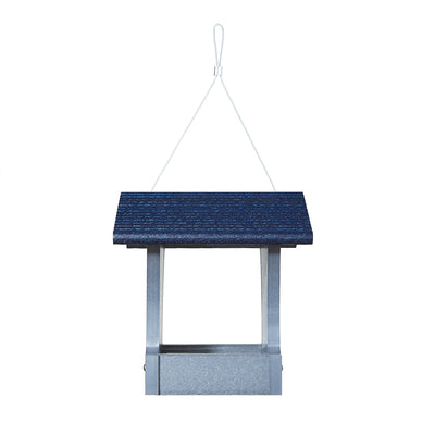 Small Hopper Bird Feeder in Gray and Blue Recycled Plastic - Birds Choice
