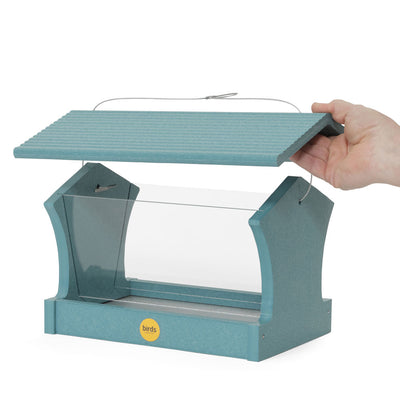 Large Hopper Bird Feeder in Blue Recycled Plastic - Birds Choice