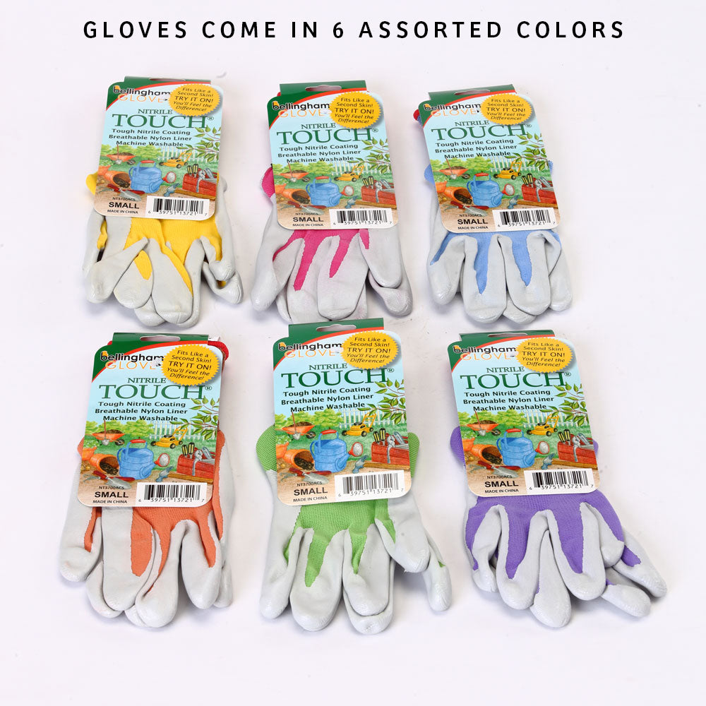 size small gardening gloves Atlas fit Bellingham Nitrile Touch Gloves - Assorted