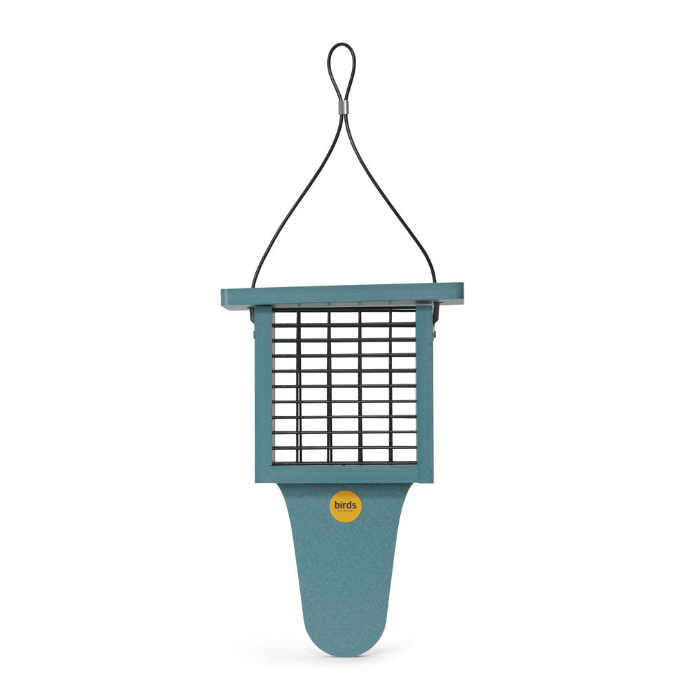 Suet Feeder with Tail Prop for Single Cake in Blue Recycled Plastic - Birds Choice