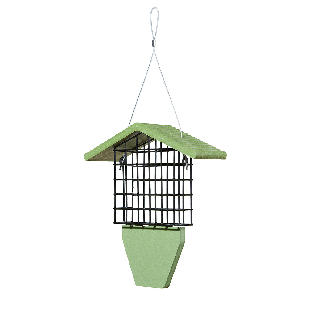 Suet Feeder with Tail Prop for Single Cake in Green Recycled Plastic - Birds Choice
