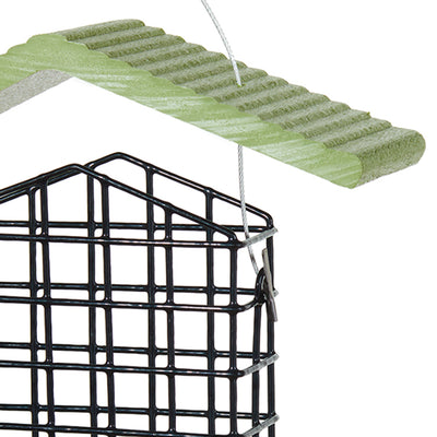 Suet Feeder with Tail Prop for Single Cake in Green Recycled Plastic - Birds Choice