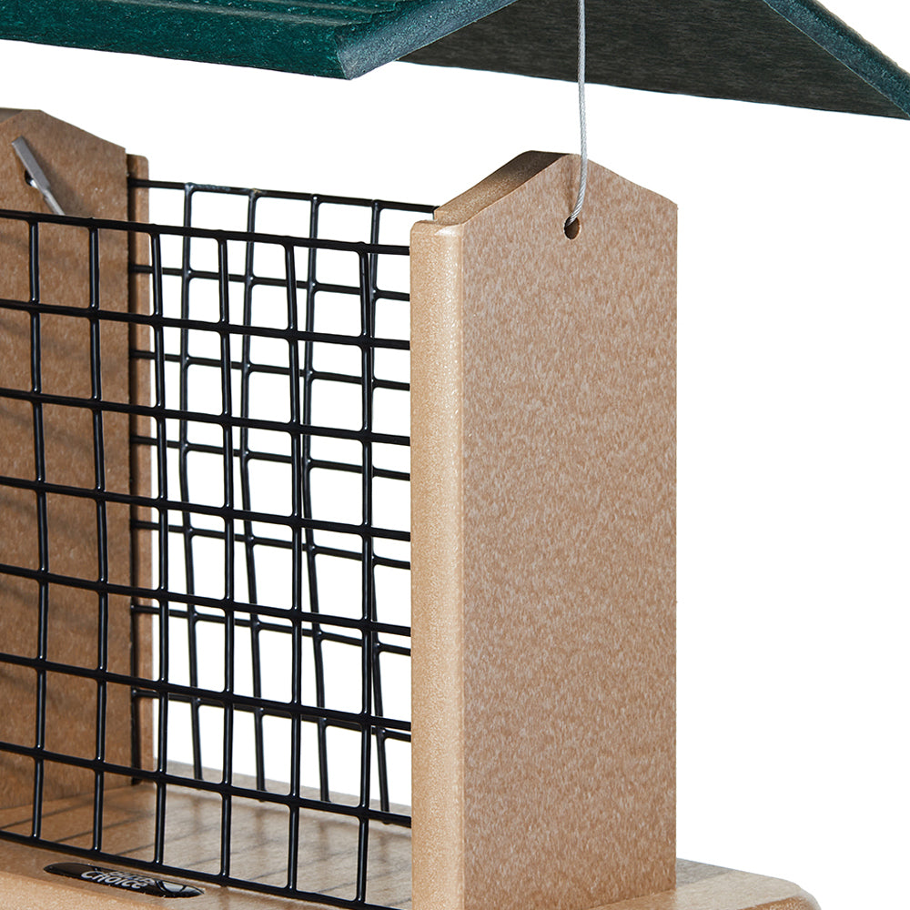Seed and Suet Block Feeder in Taupe and Green Recycled Plastic - Birds Choice