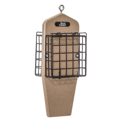 Suet Feeder with Tail Prop for Two Cakes in Taupe Recycled Plastic - Birds Choice