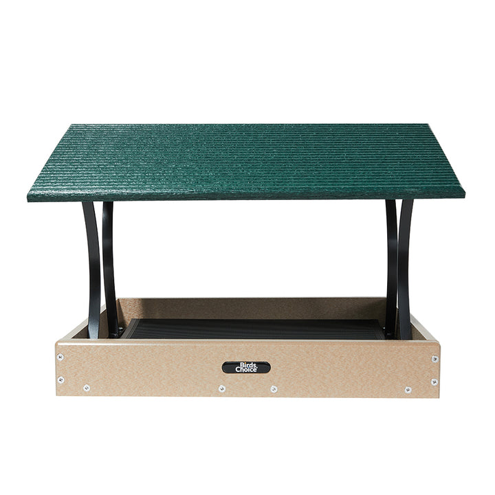 Fly-Thru Bird Feeder in Taupe and Green Recycled Plastic Large