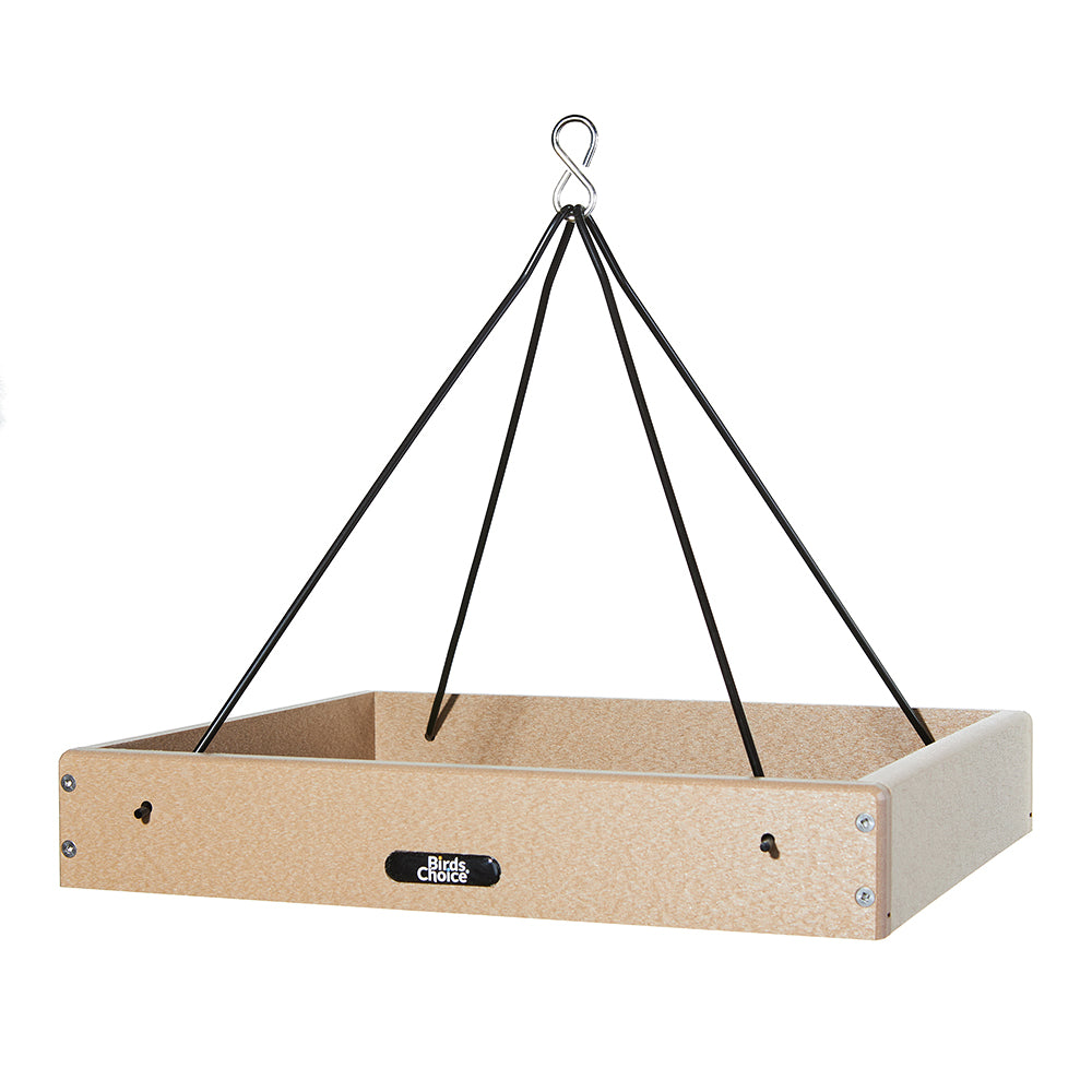 Hanging Platform Bird Feeder in Taupe Recycled Plastic Large - Birds Choice