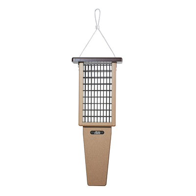 Suet Feeder with Tail Prop for Two Cakes in Taupe and Brown Recycled Plastic - Birds Choice