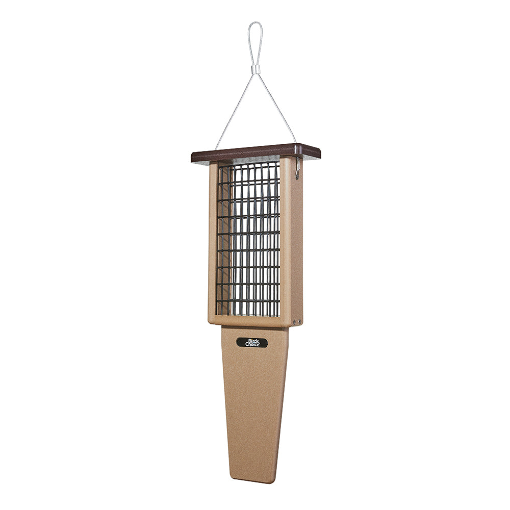 Suet Feeder with Tail Prop for Two Cakes in Taupe and Brown Recycled Plastic - Birds Choice
