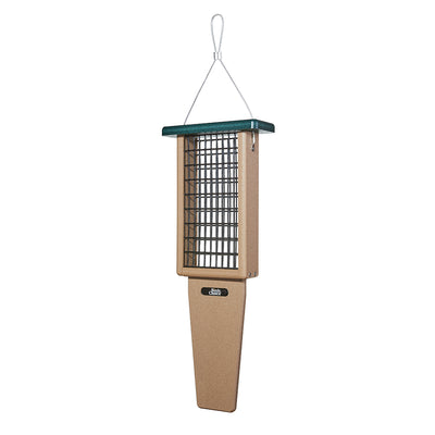 Suet Feeder with Tail Prop for Two Cakes in Taupe and Green Recycled Plastic - Birds Choice
