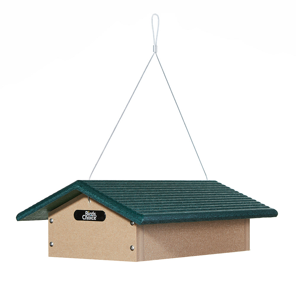 Suet Feeder Upside Down for Two Cakes in Taupe and Green Recycled Plastic - Birds Choice
