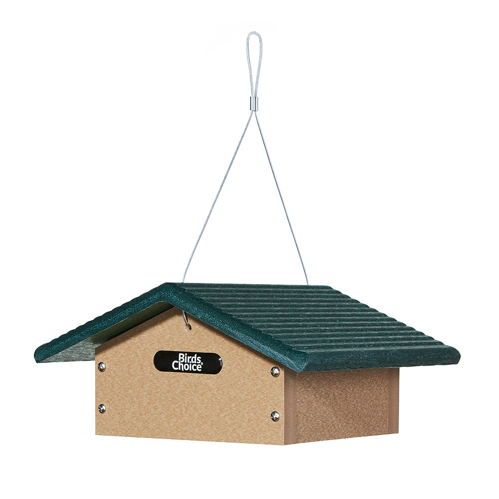 Suet Feeder Upside Down for Single Cake in Taupe and Green Recycled Plastic - Birds Choice