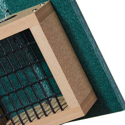 Suet Feeder Upside Down for Single Cake in Taupe and Green Recycled Plastic - Birds Choice