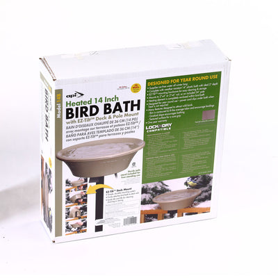14" Heated Bird Bath for Deck Mount or Pole Mount - Birds Choice