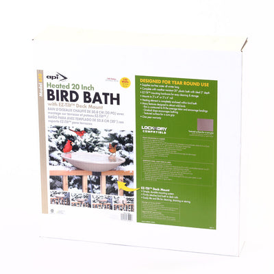 20" Heated Bird Bath with Deck Mount Bracket - Birds Choice