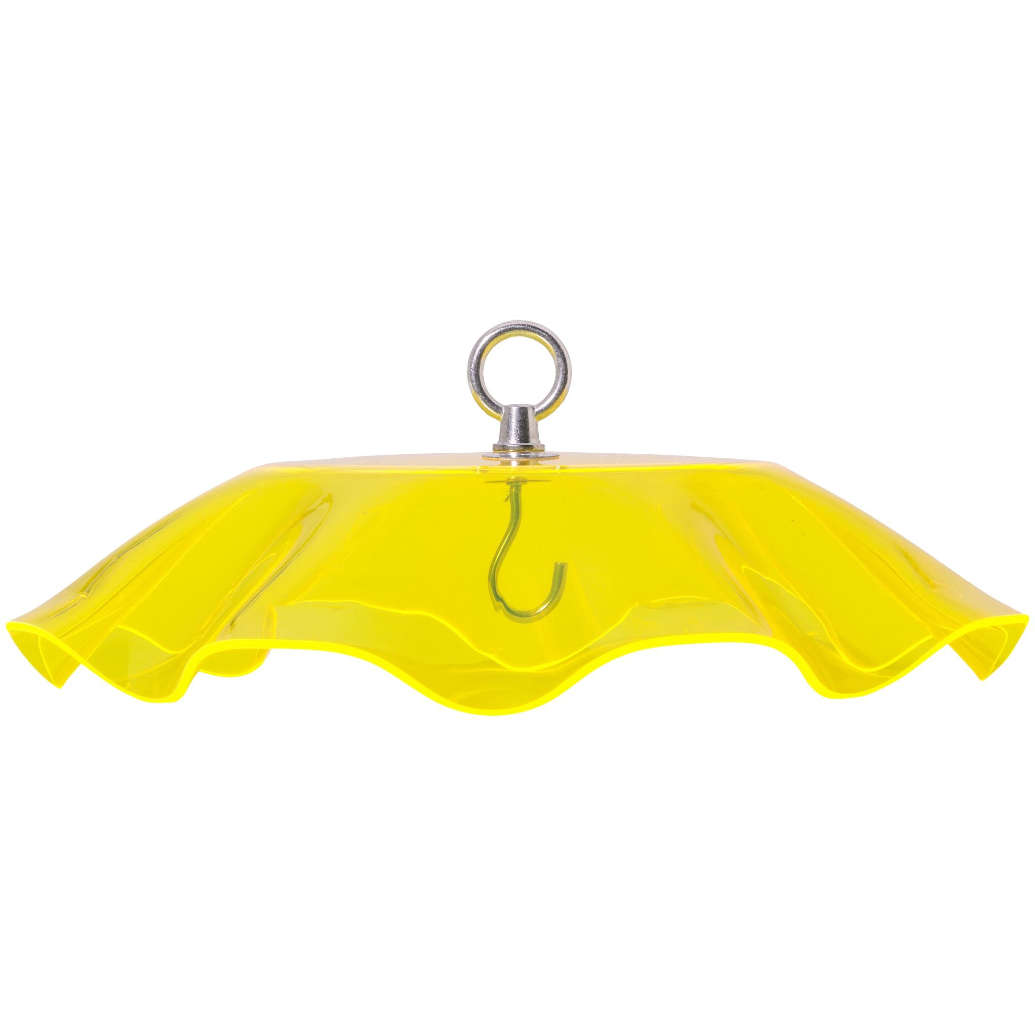 Fluorescent Yellow Protective Cover for Hanging Bird Feeder with Scalloped Edges